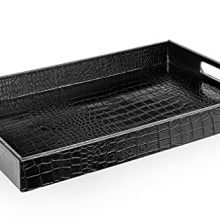 Elegant Black Glossy Alligator Coffee Serving Tray