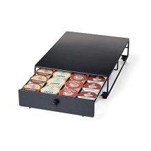 Black Rolling Coffee Pod Drawer - 24 K-Cup Holder, Compact Under Coffee Maker Storage Solution