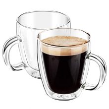 YUNCANG Double Wall Glass Coffee Mugs with Handle