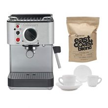 Espresso Maker with 2 Cups, 2 Saucers, and Whole Bean Coffee