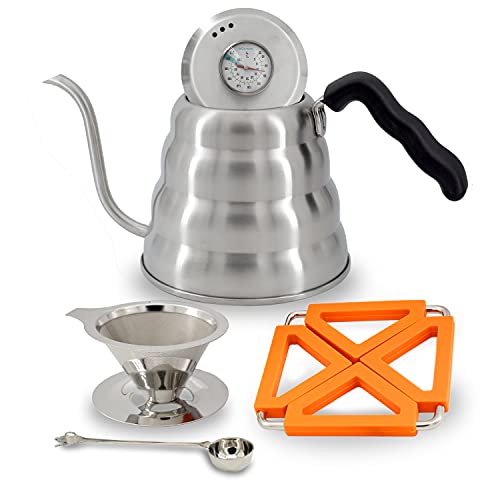 Kitchen Science Gooseneck Kettle w/ Built-In Thermometer