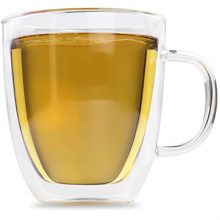 Double Wall Clear Glass Cup with Thick Handle