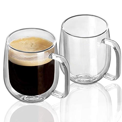 Double Wall Glass Coffee Mugs Tea Cups Set of 2