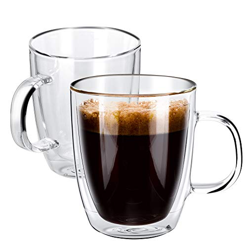Liuruiyu Glass Coffee Mugs 12 oz(350 ml) Set of 2