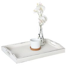 MyGift Rustic Whitewashed Wood Serving Tray