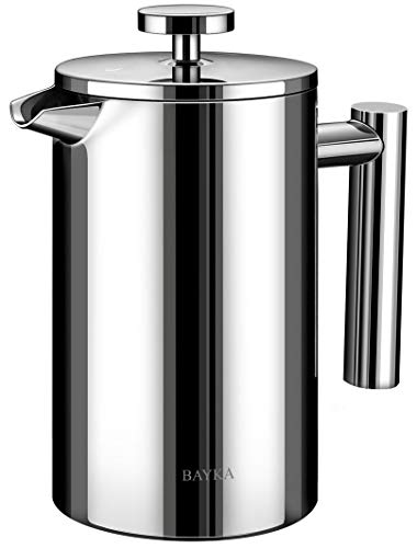 BAYKA French Press Coffee Maker, Stainless Steel