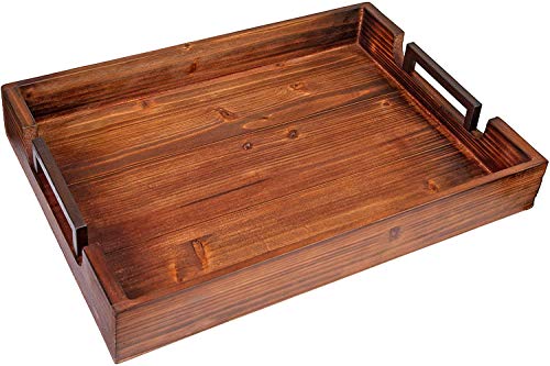 Bison Home Goods Rustic Burnt Wooden Tray