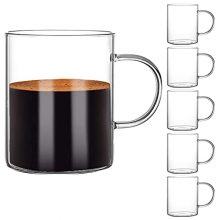 Glass Coffee Mugs Set of 6 for Hot or Cold Latte