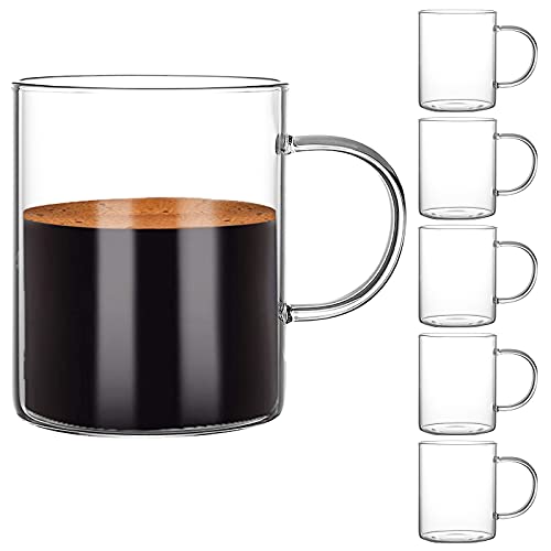 Glass Coffee Mugs Set of 6 for Hot or Cold Latte