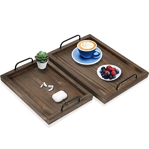 Wooden Serving Coffee Tray with Handles