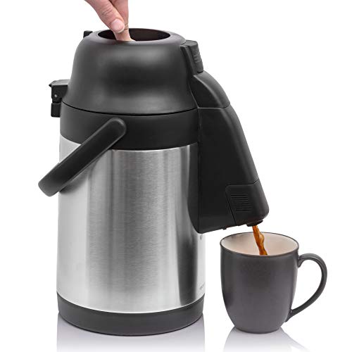 Airpot Coffee Dispenser with Extendable Nozzle Double-Wall Carafe