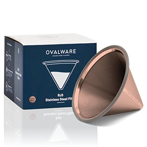 OVALWARE Paperless Stainless Steel Pour Over Coffee Filter
