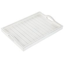 Vintage Whitewash Wood Breakfast Serving Tray