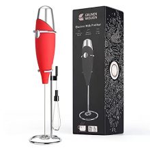 Milk Frother Handheld with Support Stand and Coffee Stencils