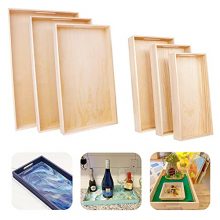 Unfinished Reinforced Wooden Decorative Trays with Handles