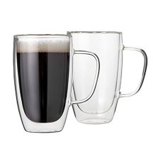 TUSAPAM 16oz Glass Coffee Mugs, Double Wall