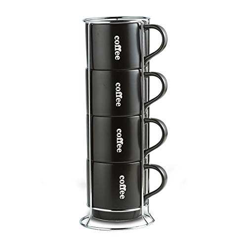 Stackable Coffee Mug Set with Rack