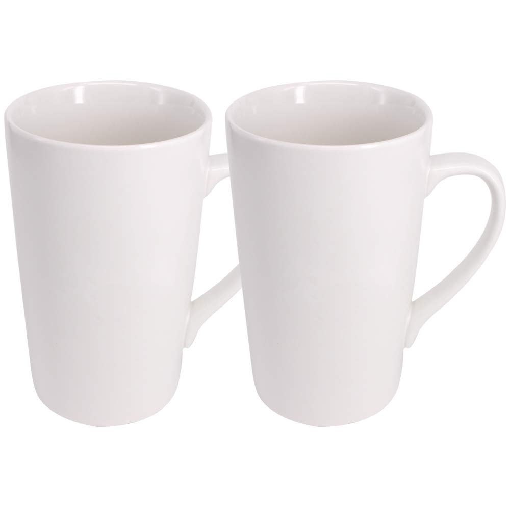 Belinlen 2 Pack 16 OZ Coffee Cup Simple Pure White Ceramic