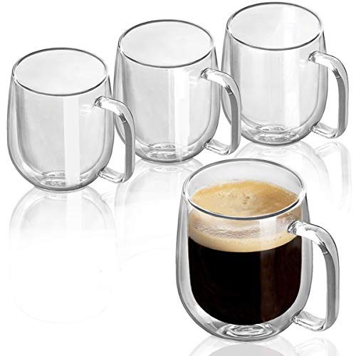 Double Wall Glasses Clear Coffee Mugs Tea Cups Set