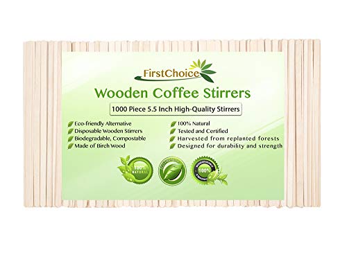 1000 Disposable Birch Wood Beverage Coffee Stirrers