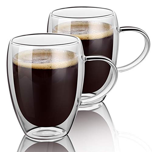double wall glass coffee mugs with Handle