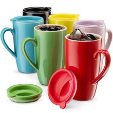 MITBAK 6-Pack Ceramic Coffee Mug Set with Lids
