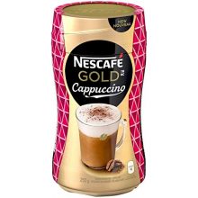 NESCAFE Gold Cappuccino Coffee Jar (250g) with a smooth blend of Arabica and Robusta beans, offering a creamy cappuccino with just hot water. 