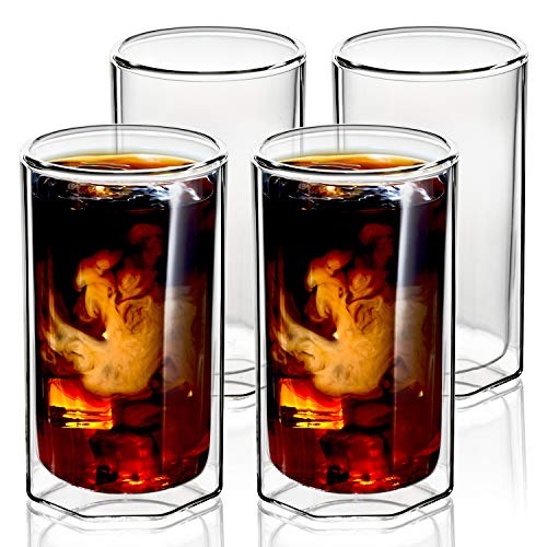 Unique Octagonal 13.5 oz Insulated Coffee Mugs Set of 4