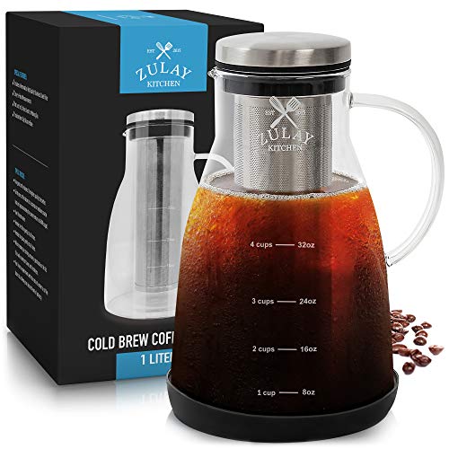 Airtight Cold Brew Coffee Maker with EXTRA-THICK Glass Carafe
