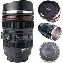 Tmango Camera Lens Coffee Mug with Retractable Lid