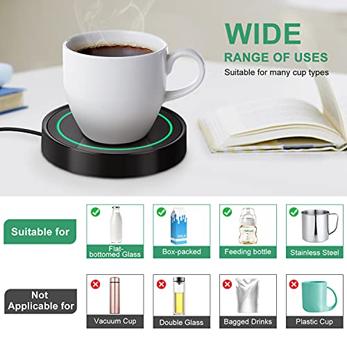 Dimux Coffee Mug Warmer, Electric Beverage Warmers for Office Home Desk  Use, Smart Cup Warmer Thermostat Coaster for Hot Coffee Tea Espresso Milk  Candle Wax with Gravity Switch Auto On/ 