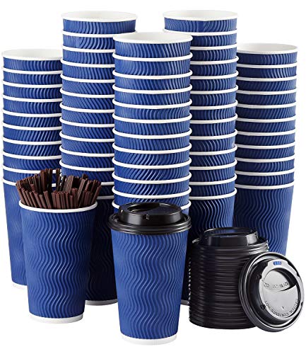 Disposable Coffee Cups with Lids and Straws