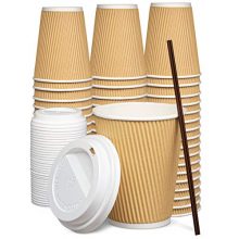 Insulated Ripple Paper Hot Coffee Cups With Lids