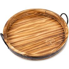 LiveliWood Round Wood Tray - 19.5 x 18 x 3”