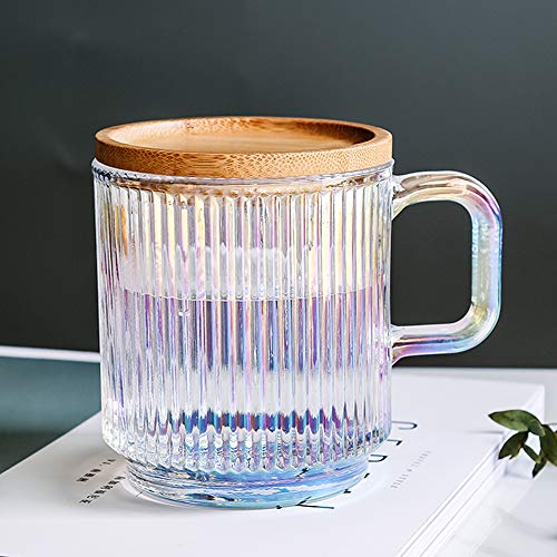 Iridescent Glass Coffee Mug with Lid