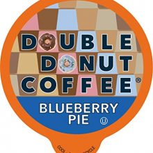 Double Donut Blueberry Pie Coffee Pods – Medium roast with 100% Arabica beans and a delicious blueberry flavor, perfect for Keurig machines. Enjoy the taste of blueberry pie with eco-friendly and keto-friendly pods.