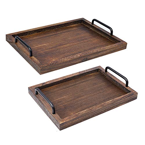 LIBWYS Rustic Wooden Serving Trays with Handle