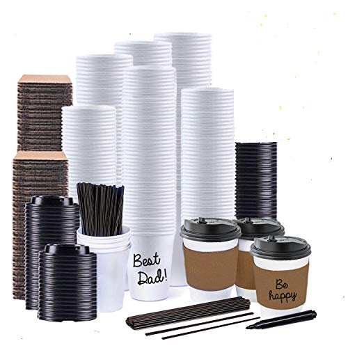 JUMBO VALUE SET of 130 Coffee Disposable Paper Hot Cups