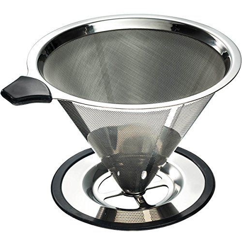 Stainless Steel Pour Over Coffee Cone Dripper with Cup Stand