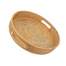 Coffee Table Handmade Round Serving Tray with Handles