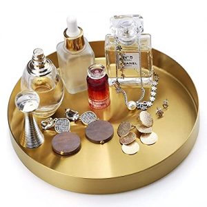 Coffee Tea Round Gold Serving Tray