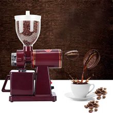 Professional Electric Coffee Grinder in pink with 8 adjustable grind settings, low noise operation, and durable hard steel blades for efficient grinding. 