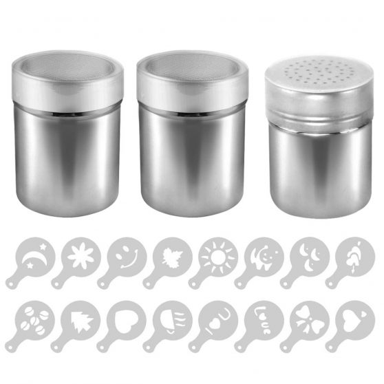 AIFUDA 3 Pack Stainless Steel Powder Shaker