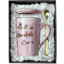 Marble Ceramic Coffee Mug 14Oz with Lid Pink