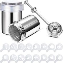 2 Pieces Stainless Steel Powder Shaker Sugar Shaker