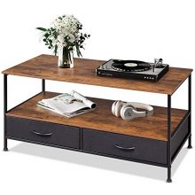 Wood and Metal Cocktail Table with Storage Shelf