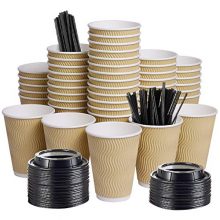 12oz 100 Packs Insulated Kraft Ripple Wall Disposable