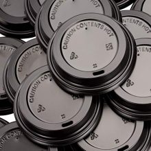 Premium, Recyclable Black Dome Lids, 100 Pack.