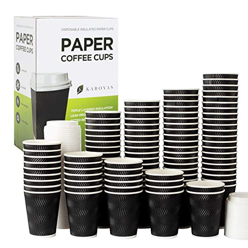 Disposable Black Paper Coffee Cups with Lids
