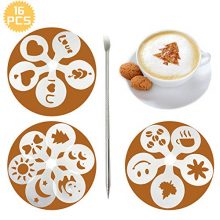 Coffee Decoration Stencils Art Template with 1 Latte Art Pen